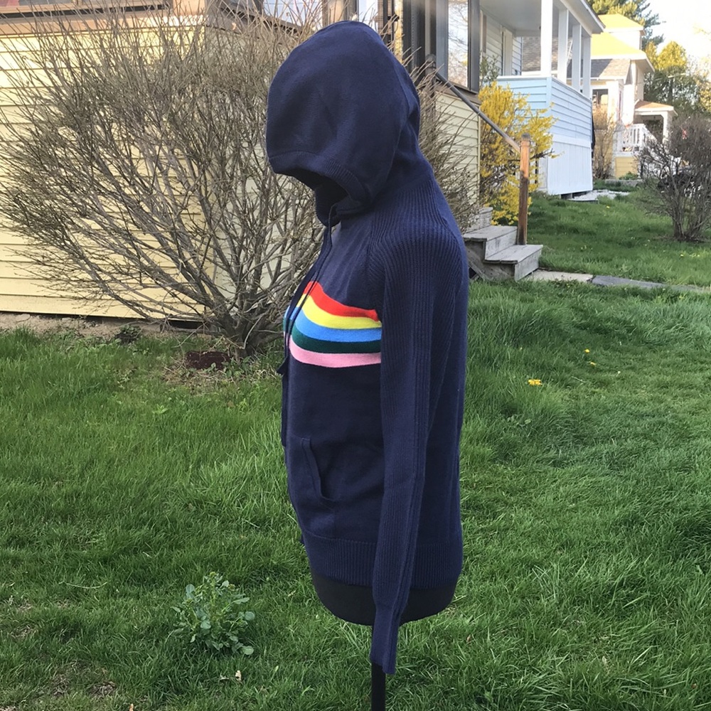 Style & Co Rainbow Stripe Knit Kangaroo Pocket Hoodie Sweater, Small, Fit=Medium - Picture 8 of 14